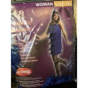 Flapper Costume Gatsby Roaring 20s Halloween Fancy Dress Royal Adult L 12-14